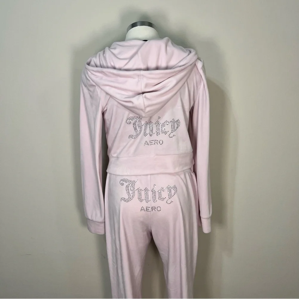 Juicy Couture x Aeropostale Baby Pink Velour Tracksuit Set Y2K Women’s Size M
